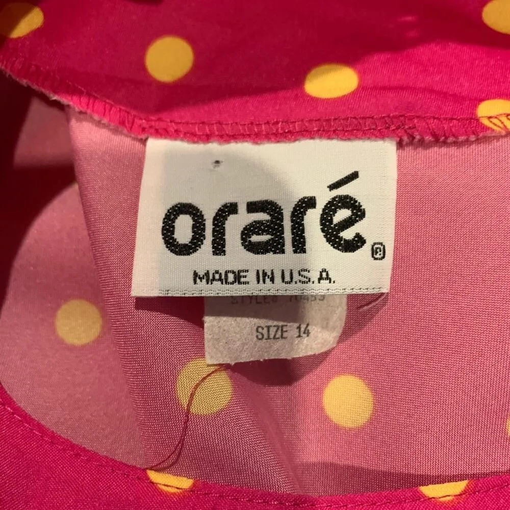 Hot Pink Polka Dot Blouse Sz Medium - Image 5