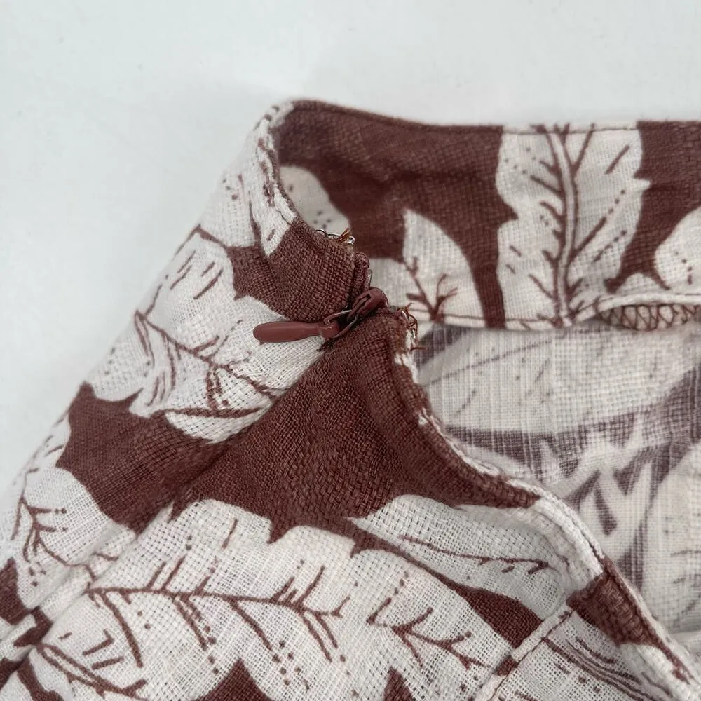 URBAN OUTFITTERS Skirt Size Large Tropical Leaf Coastal Mini Size Buckle Brown - Image 6