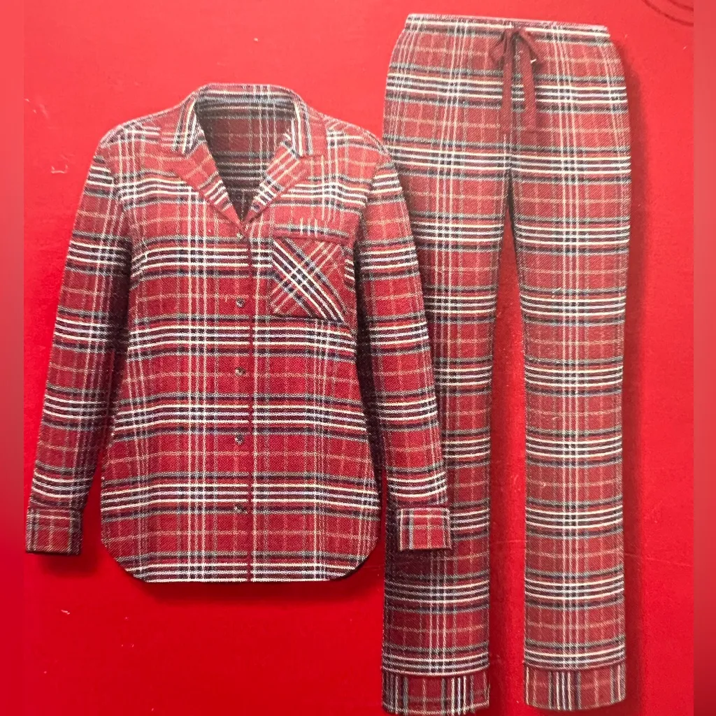 WonderShop Women's XXL Two Piece‎ Set Cotton Red Plaid Flannel Christmas Pajamas - Image 3