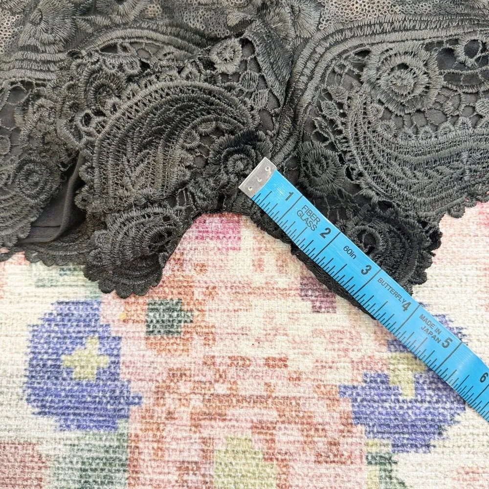 Dress The Population Romper Sz Medium Plunge Neck Lace Fairy Whimsigoth Boho - Image 6