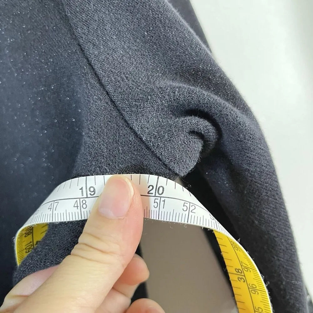 Talbots Women's Lp Solid Black 3/4 Sleeve Lace Trim Sweatshirt - Image 8