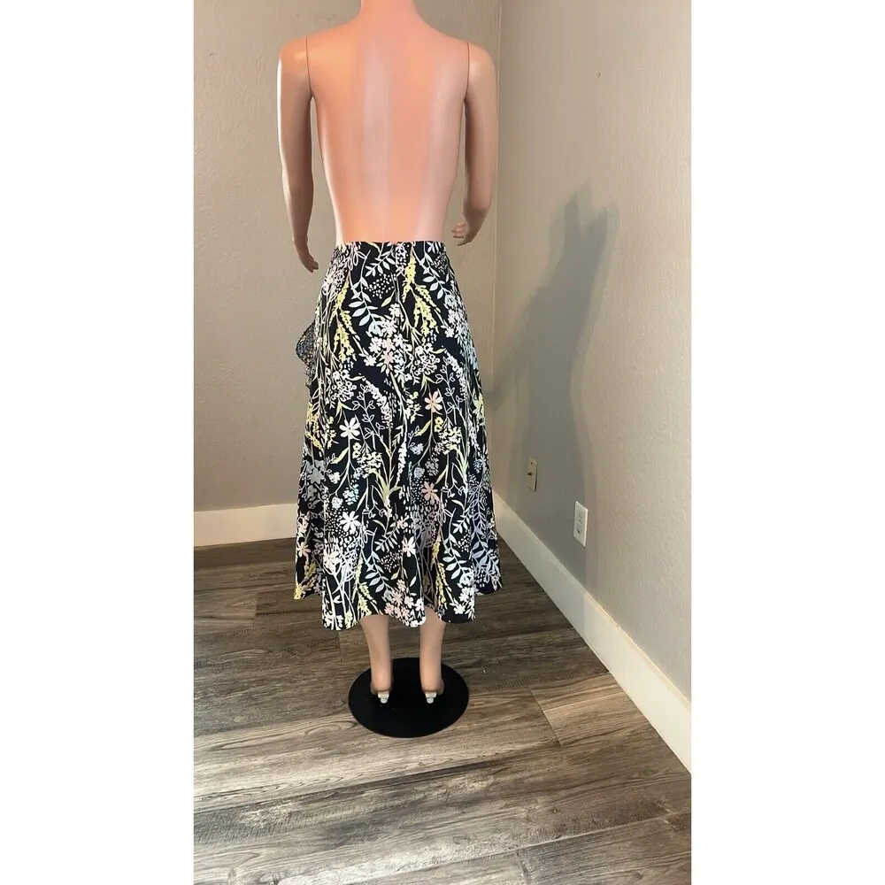 Calvin Klein Womens Spring Colorful Ruffled Wrap Midi A-Line Skirt size 10 #100 - Image 5