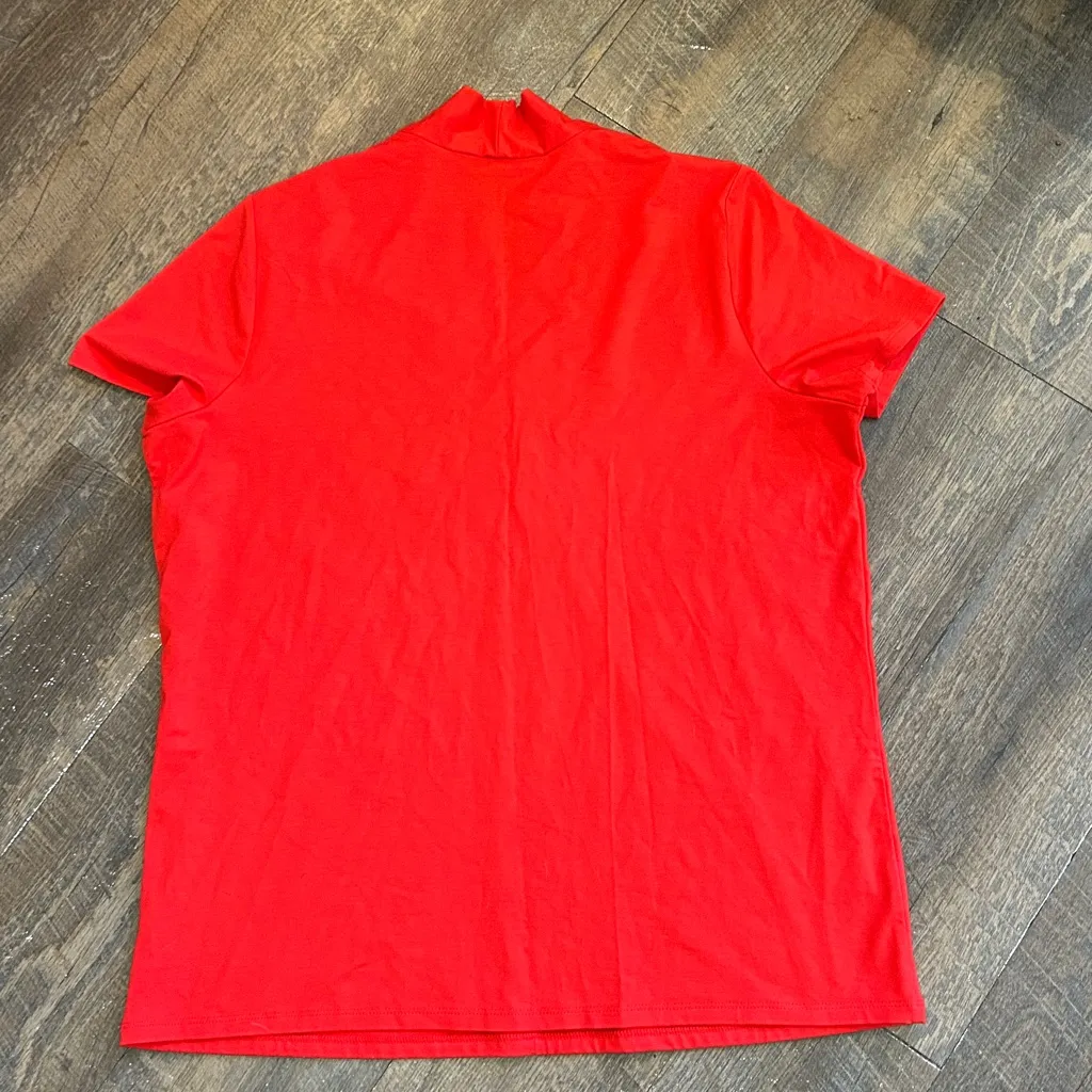 Talbots Womens Blouse Shirt Large X Red Short‎ Sleeves V-Neck Pullover Stretch - Image 3