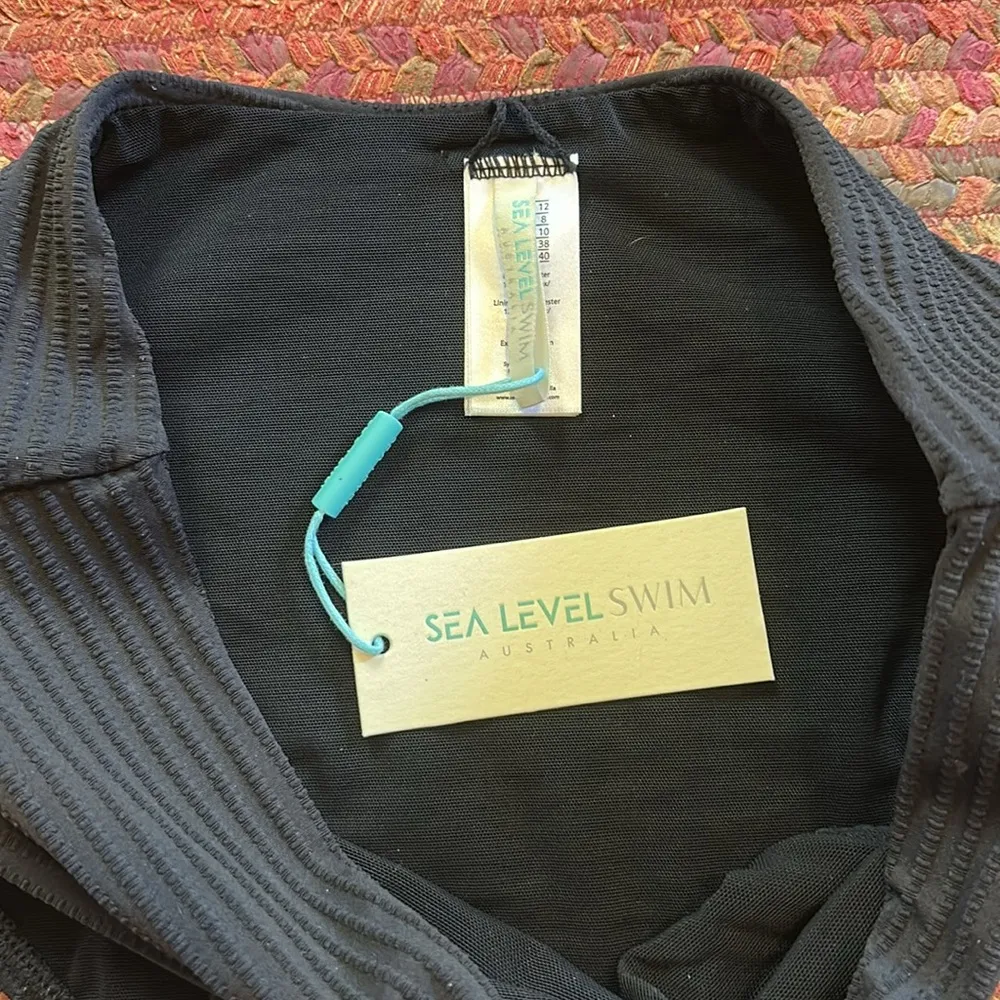 NWT SEA LEVEL AUSTRALIA BLACK HIGH CUT LEG SWIM BOTTOMS Size 8 - Image 2