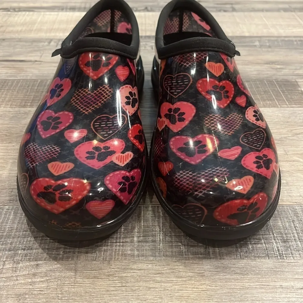 NEW Sloggers rain and garden shoe with half sizer insoles paw heart print 8 - Image 3
