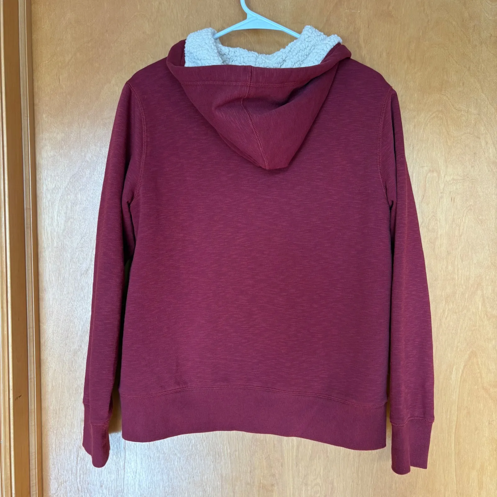 Natural Reflections Burgundy Sherpa Lined Zip Up Hoodie Jacket Size Medium - Image 5