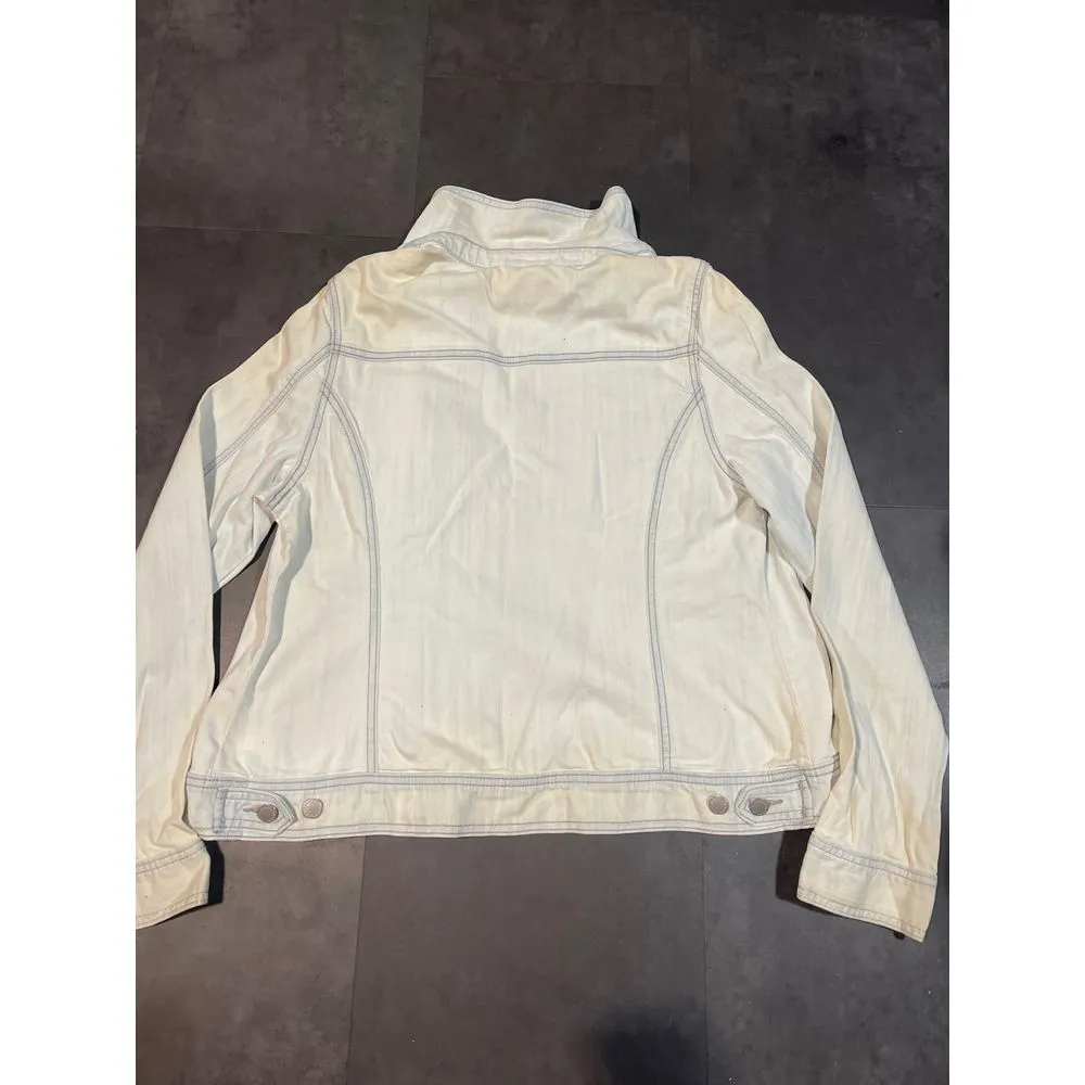 Jones New York White Denim Jacket Stylish Casual‎ Outerwear B-400 - Image 4