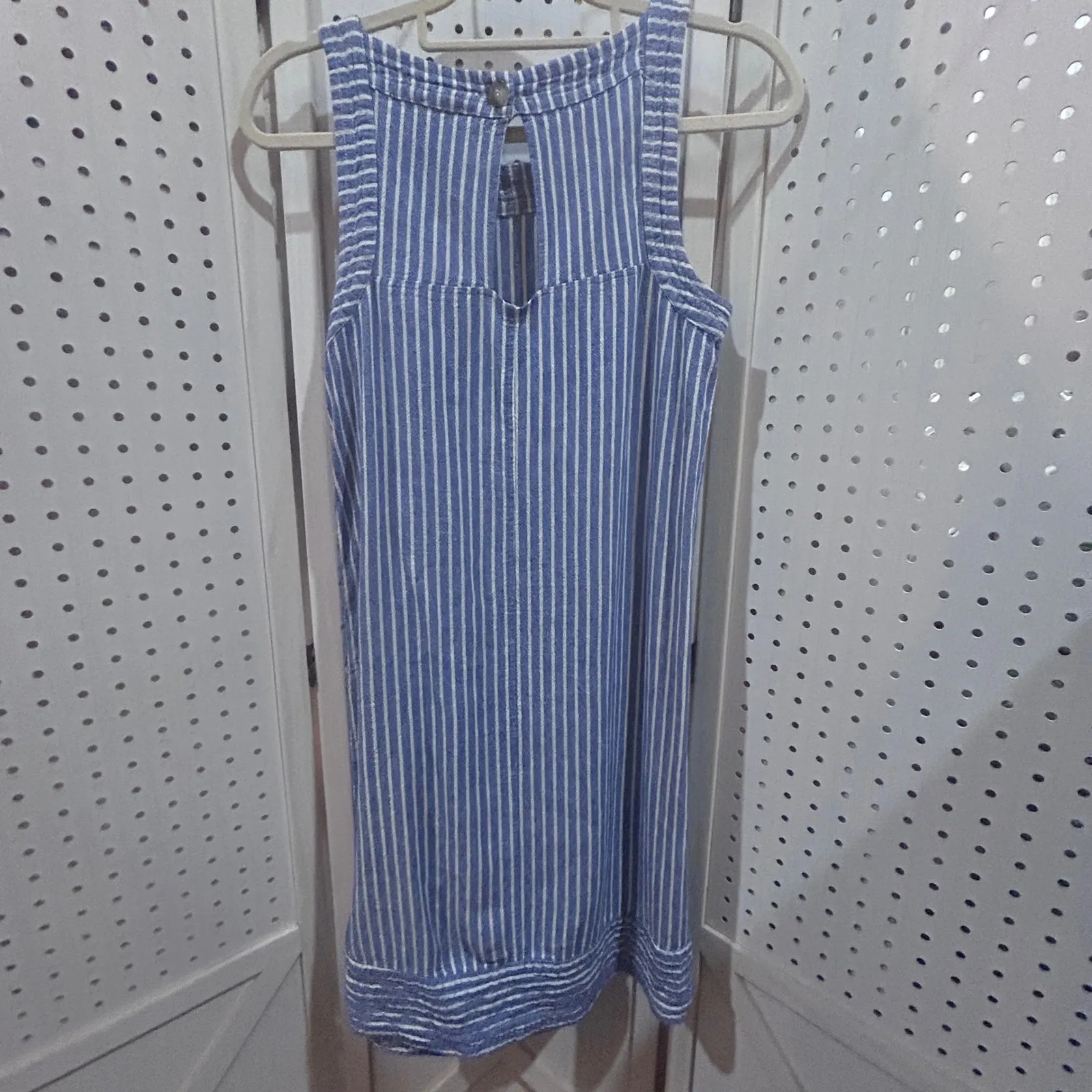 FORCYNTHIA Blue White Stripe Sleeveless Button Front Knee Length Dress Size M Size M - Image 6