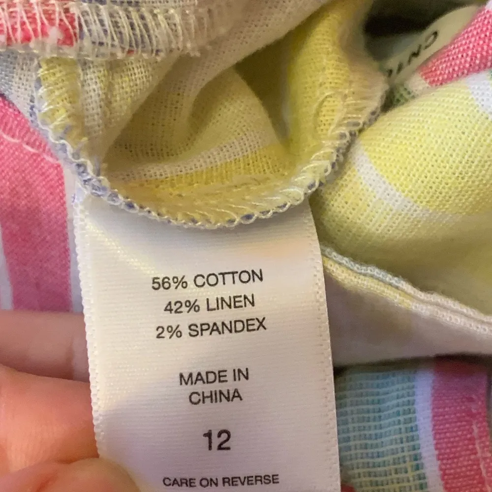 New York & Company Skirt 12 Yellow Pink Green Blue Tie Front Pencil 7th Avenue - Image 4