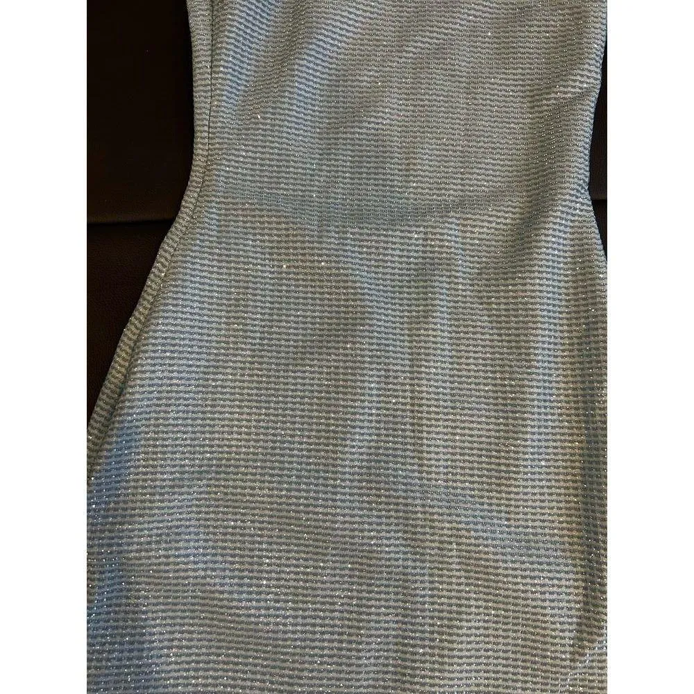 Superdown Revolve Women Size XS Light Blue Sparkle Dress Cocktail One Shoulder - Image 2