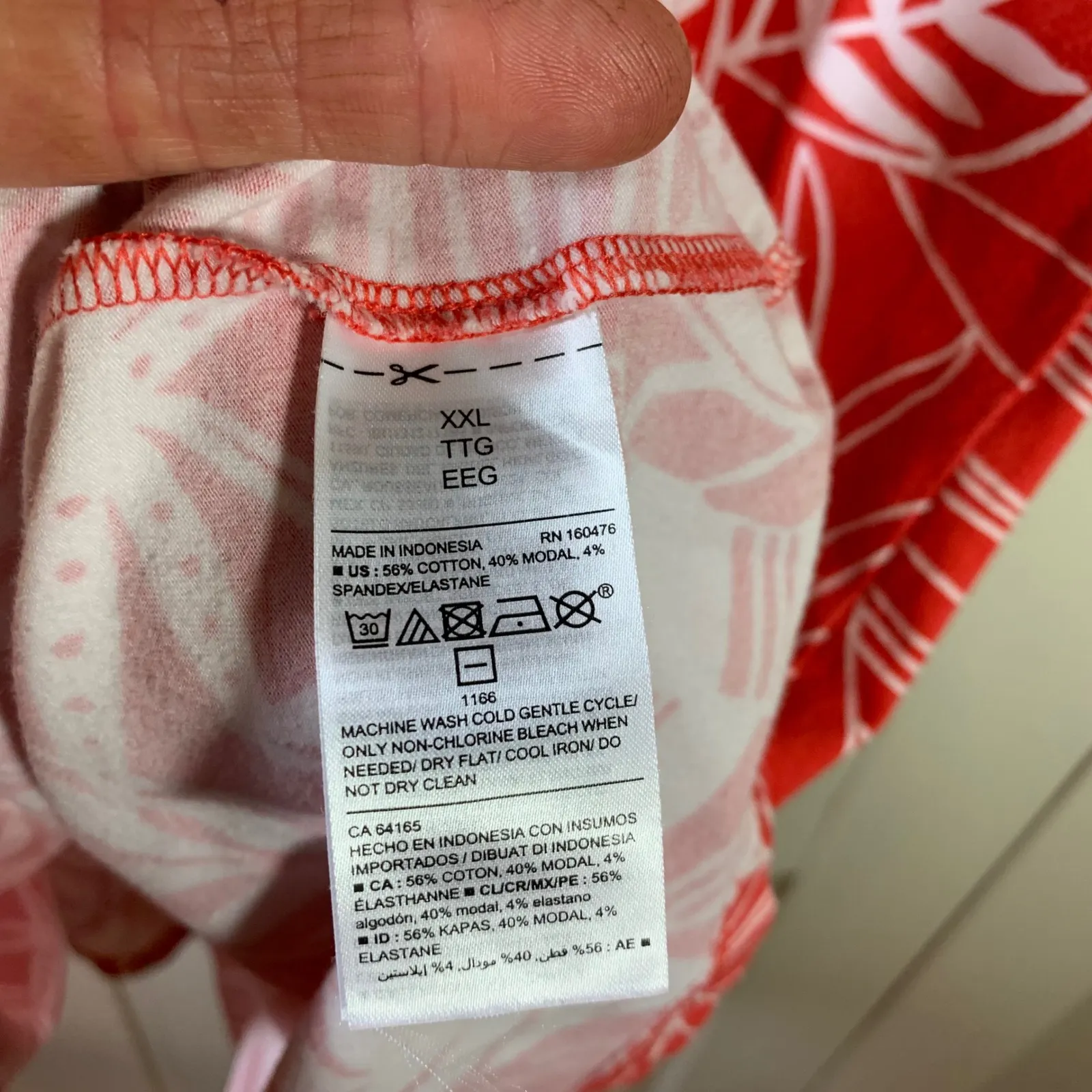 Old Navy Women's T Shirt Dress Tropical Leaf Print Red White Size XXL Resort - Image 4