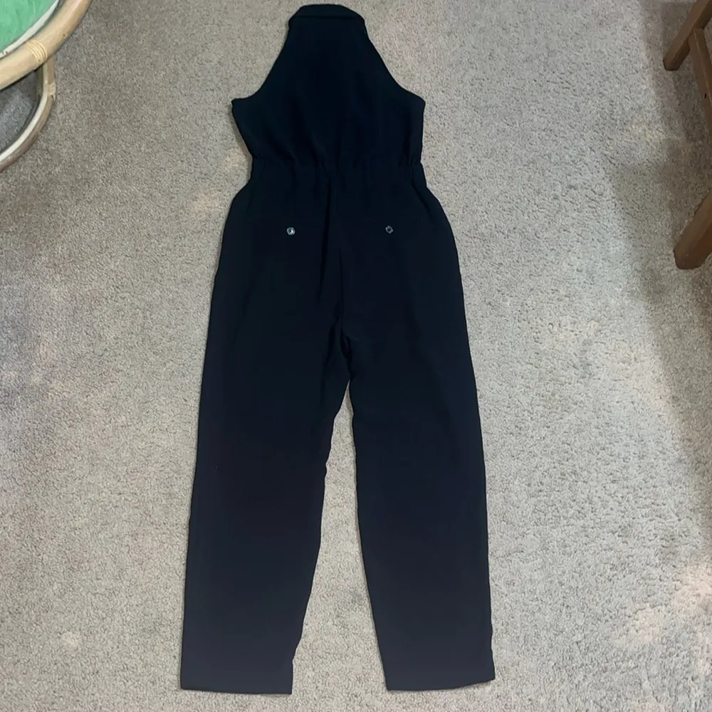 Anthropologie Cartonnier Menswear Tuxedo Cropped Ankle Jumpsuit Black 8‎ - Image 6