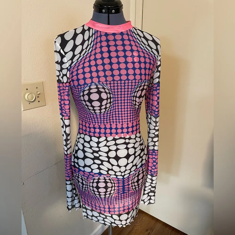 BLOGGERS FAVORITE Sheer Sexy Polka Dot Split Sleeve Dress Purple Size L - Image 10