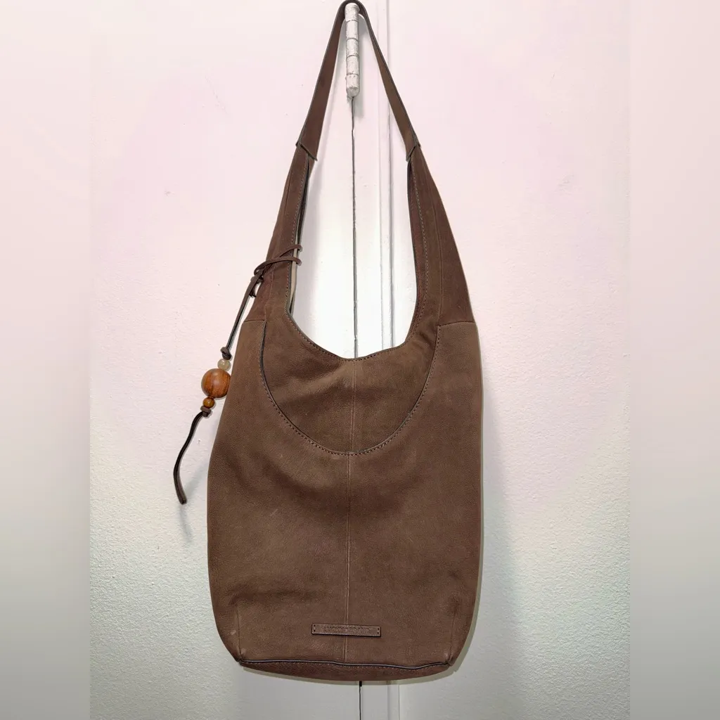 Y2K Lucky Brand Suede Chocolate Brown Hobo Bag with Tassel - Image 3