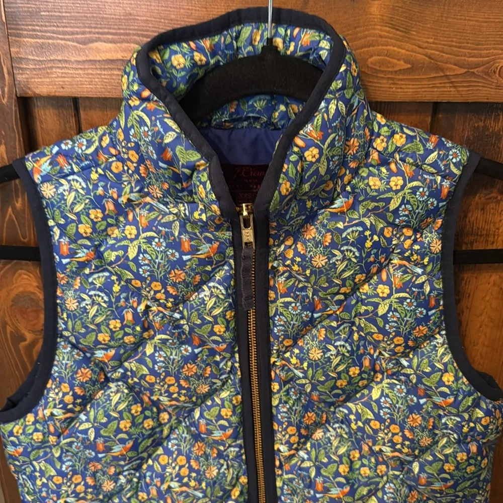 J. Crew Liberty Catesby Floral & Bird Excursion Quilted Vest SzXXS - Image 5