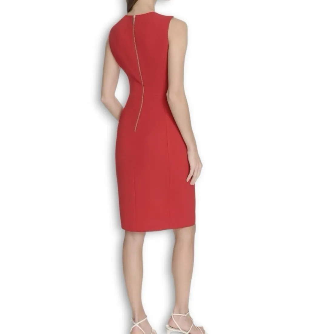 Calvin Klein Red Sleeveless Stretch Crepe Sleeveless‎ Sheath Dress Size 4 - Image 3