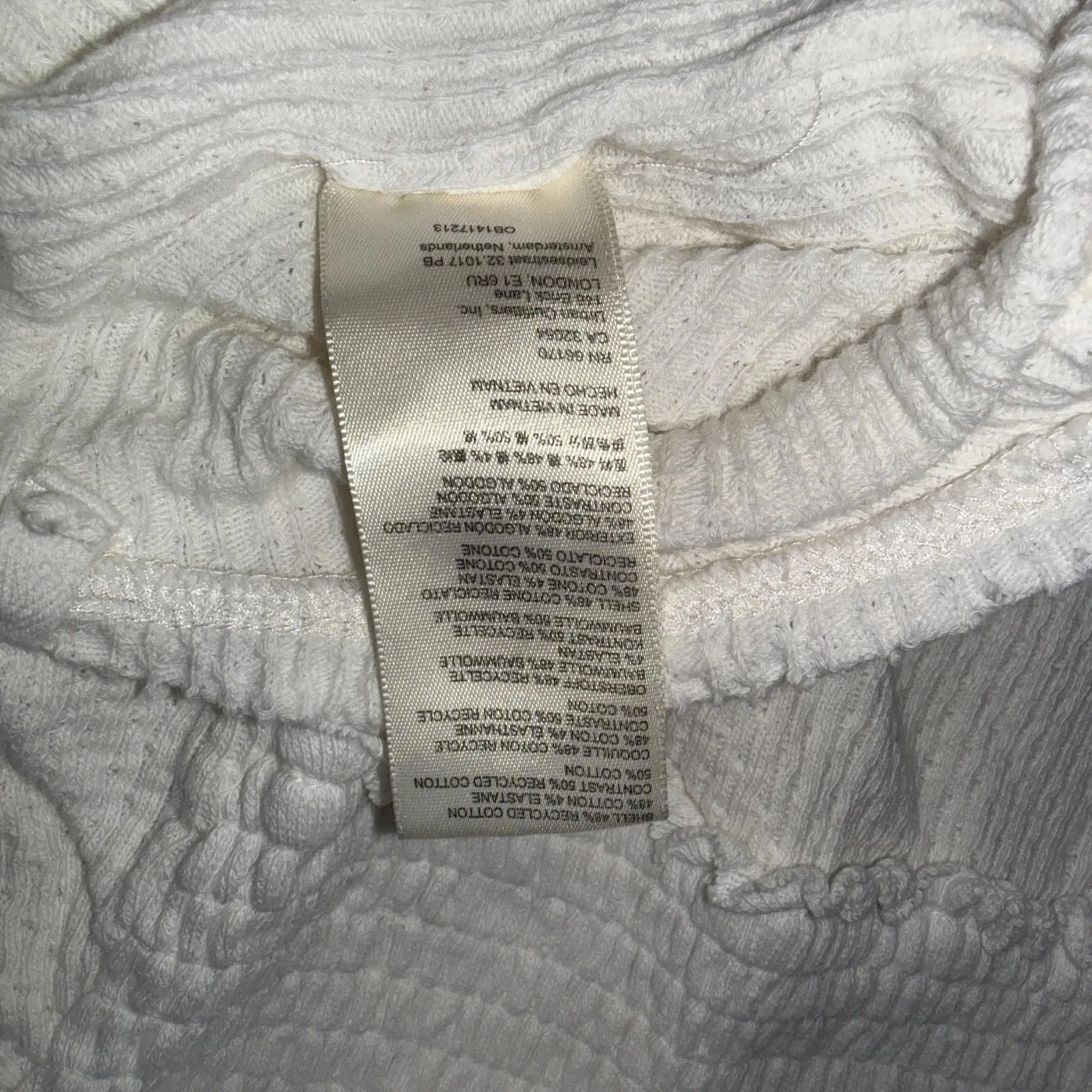 Free People Care Gauze Boho Minimalist Textured Ivory Stretch T-Shirt Size Small - Image 13