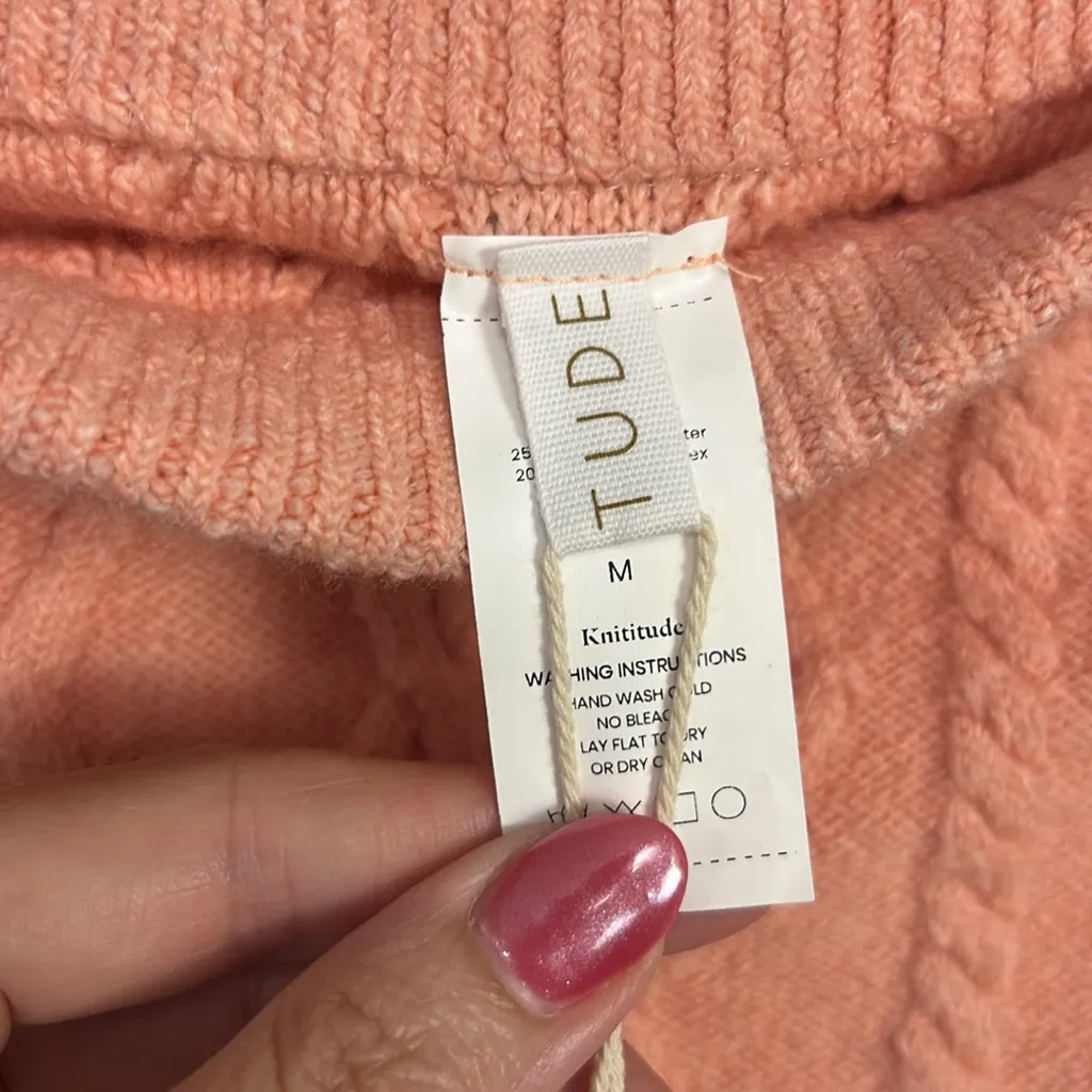 Knititude Live Tube top New muted pink cable knit boho chic coquette Medium - Image 8