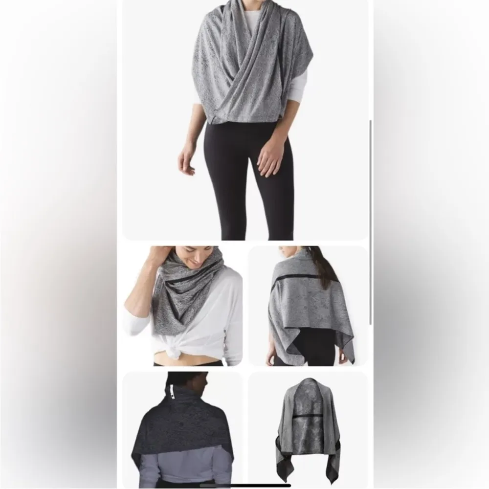 Lululemon EUC  Vinyasa Wrap Scarf Grey Black - Image 10