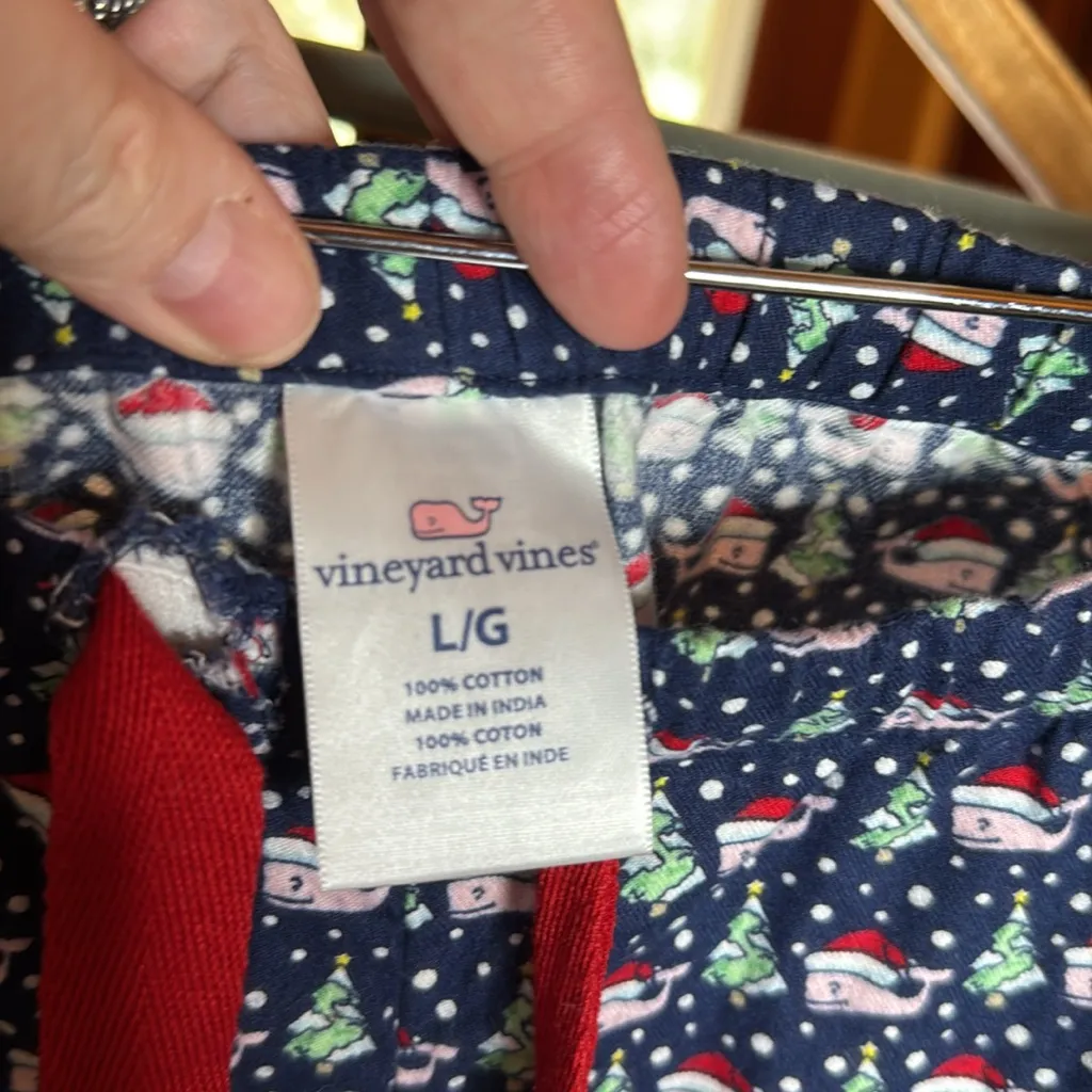 Vineyard Vines Santa Whale Stretch Cotton Christmas Lounge Pants Size Large - Image 10