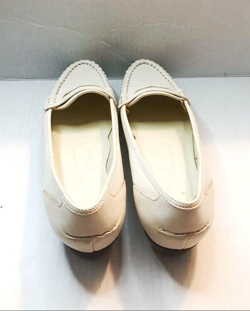 Selby Shoes Comfort Flex Cream Leather Wedge Loafers Sz 9.5 EUC Slip Ons - Image 4