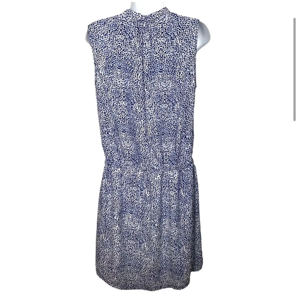 sleeveless drawstring shift dress navy blue white cheetah - Size 2 - Image 2