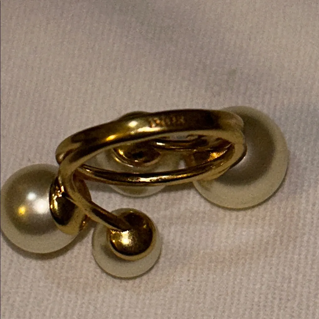 Dior D-STUDS RING Gold-Finish Metal and White Resin Pearls - Image 9