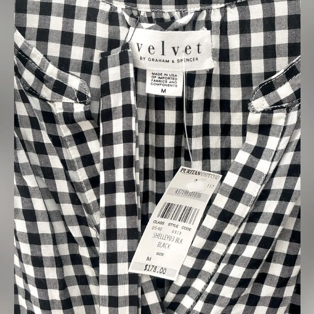 NWT Velvet Graham & Spencer Belted Gingham Midi Shirt Dress Medium Preppy Office - Image 4