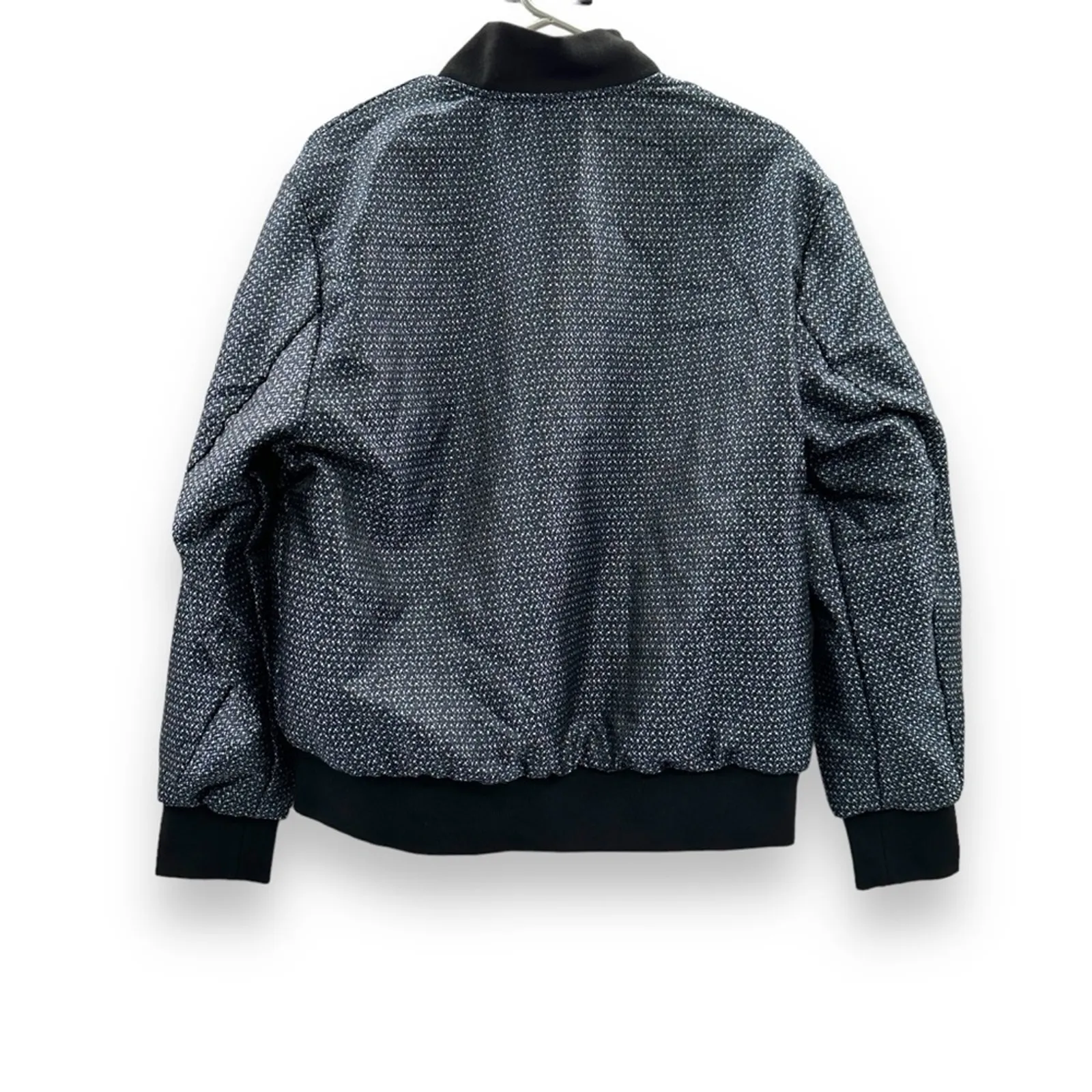 WRK Work‎ Rest Karma Jacquard Reversible Navy Blue Bomber Jacket Sz S NEW - Image 4