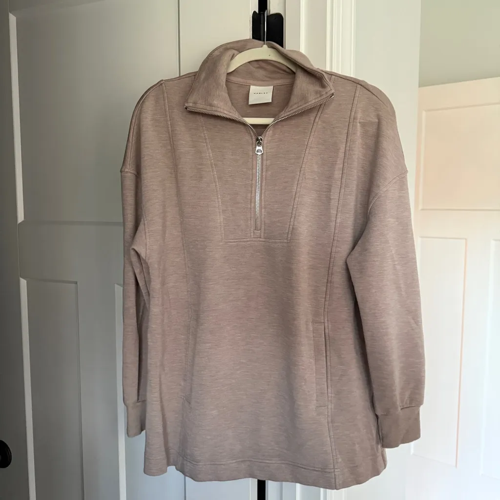 Varley Naya Half-Zip Sweat Dreamsoft Taupe Marl Pullover - Image 2