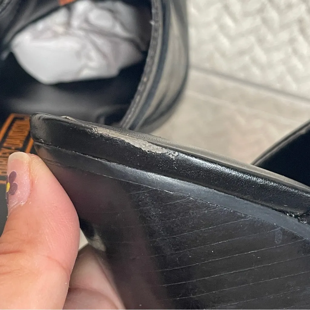 Harley Davidson Darma Black Leather Harness Mule square toe size 7 | bikercore - Image 11