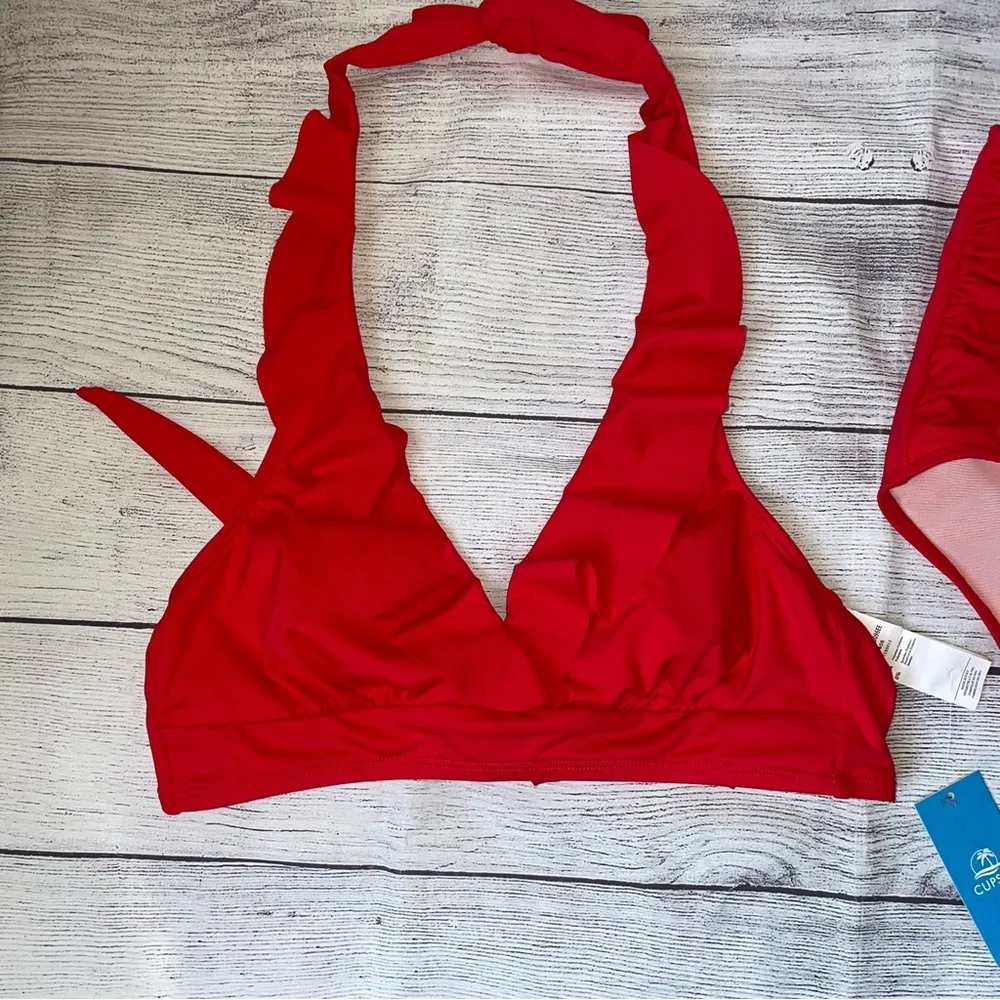 NWT Cupshe Super Bloom Ruffled Bikini Top & Slim Sculpt Bottoms Set - Image 8