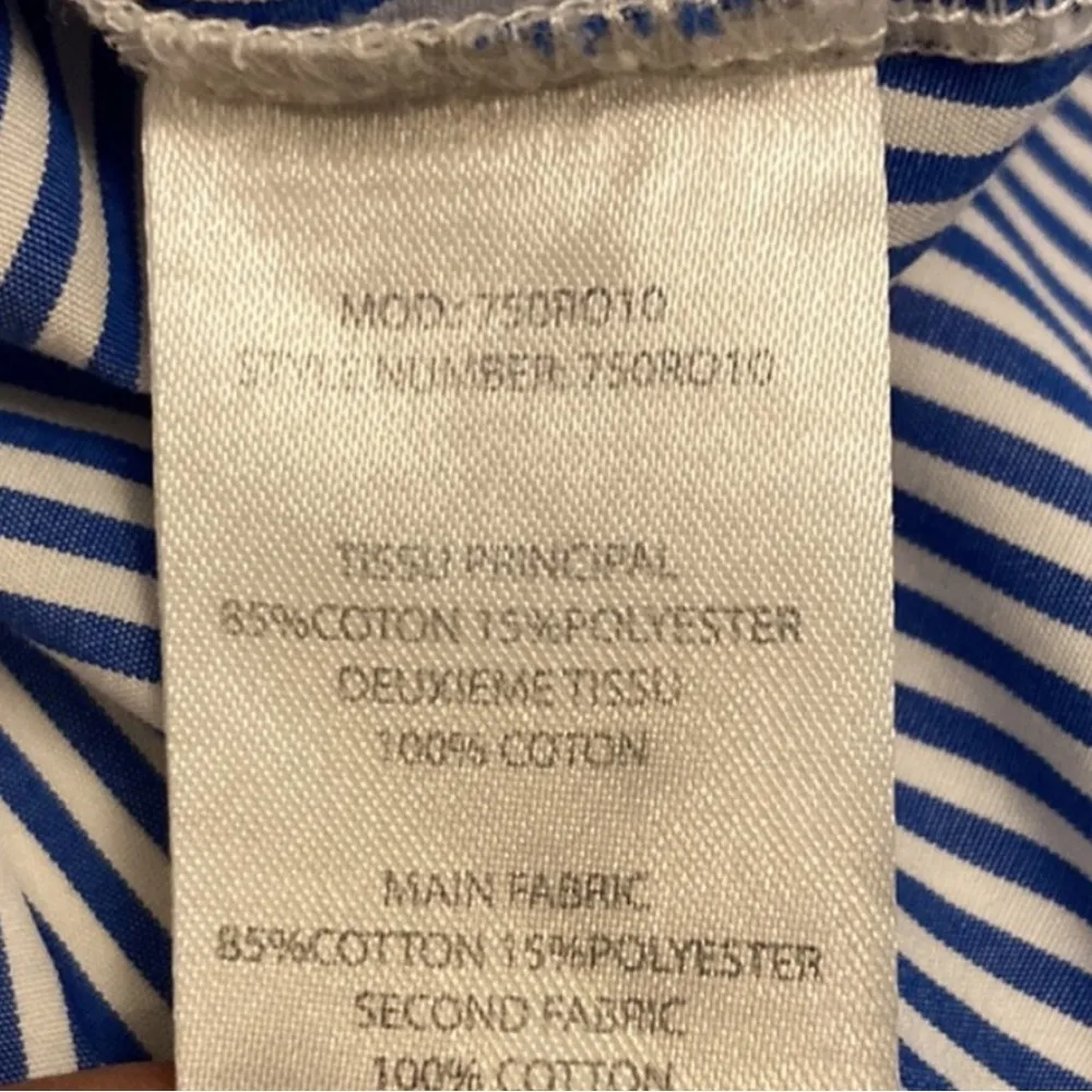 Carven Gray Blue Striped Asymmetrical Sleeveless Cotton Blend Flare Dress Small - Image 3