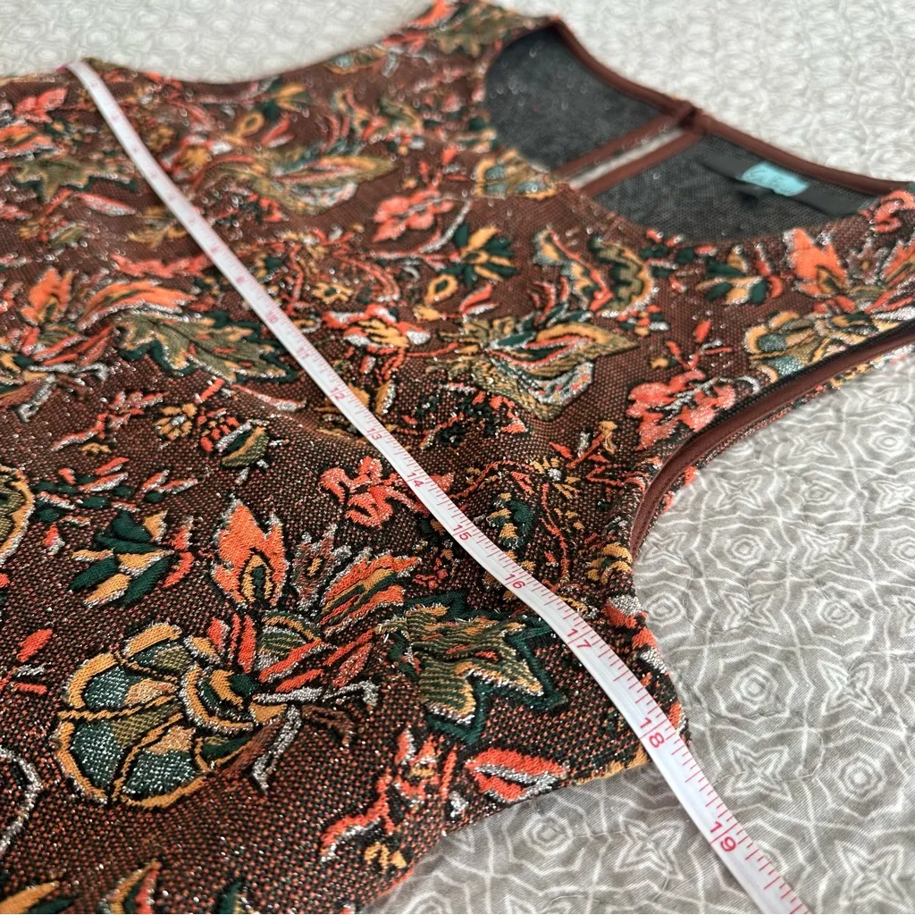 Anthropologie EVA FRANCO Jacquard Sleeveless Top Tulle Ruffle Hem Size S - Image 7