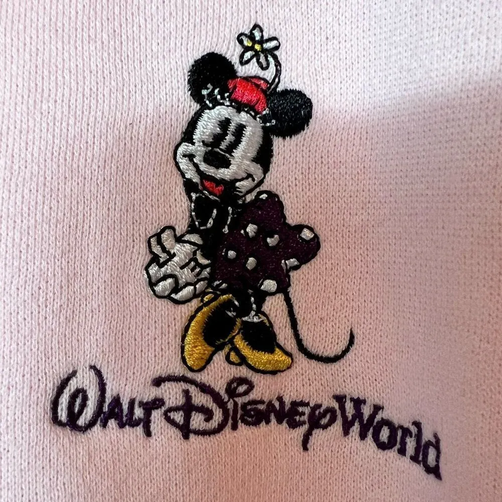 Disney Parks Walt Disney World Minnie Mouse Pink Full Zip Drawstring Hoodie - Image 6