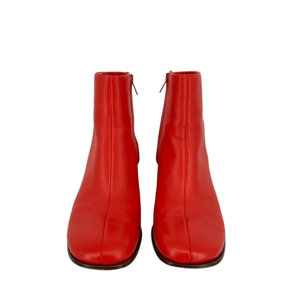 Vince Maggie Block Heel Red Leather Ankle Boots Size 9 - Image 2