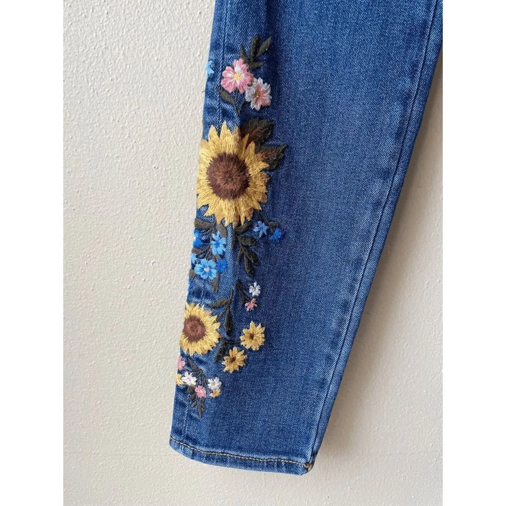 Driftwood Jackie High Rise Skinny Jean Falling Sunflower Women's Waist Size 25 - Image 4