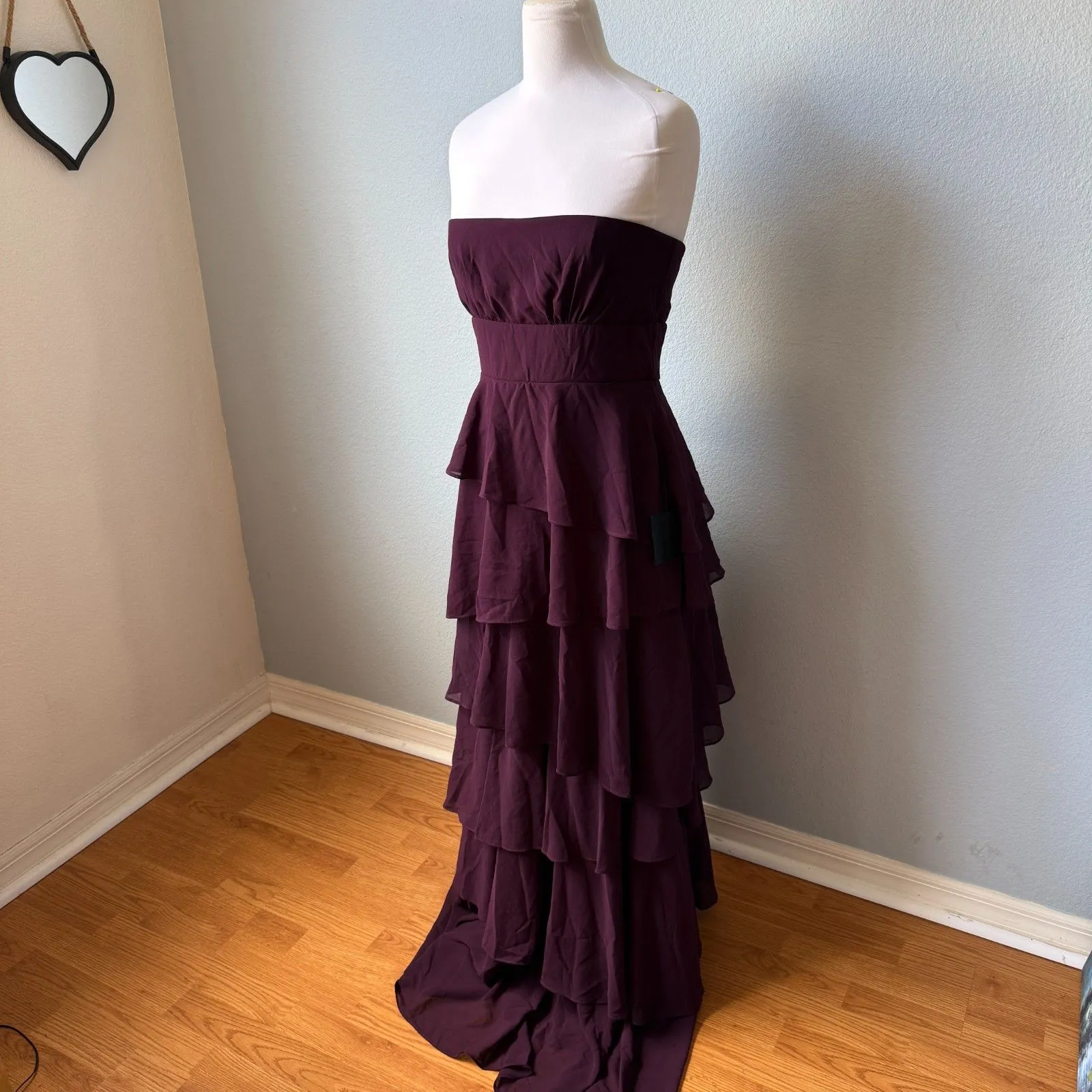 Lulus Gorgeous Essence Dark Purple Strapless Tiered Maxi Dress Size Medium - Image 6