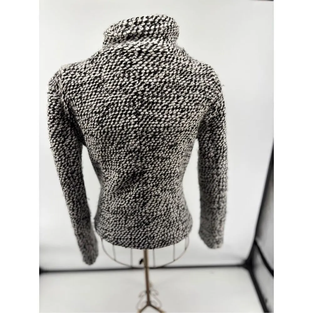 Blank NYC Boucle Knit Motorcycle Moto Jacket Black White Women’s Size XS - Image 4