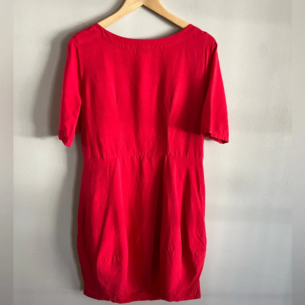 Niche Denmark Red Lagenlook Shift Dress Short Sleeve Minimalist S - Image 5