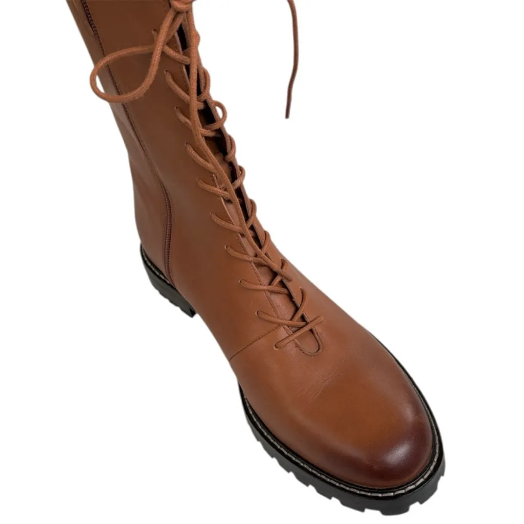 EUC J. Crew Leather Gwen Lace Up Lug Sole Mid-Calf Boots Brown Size 10 - Image 11