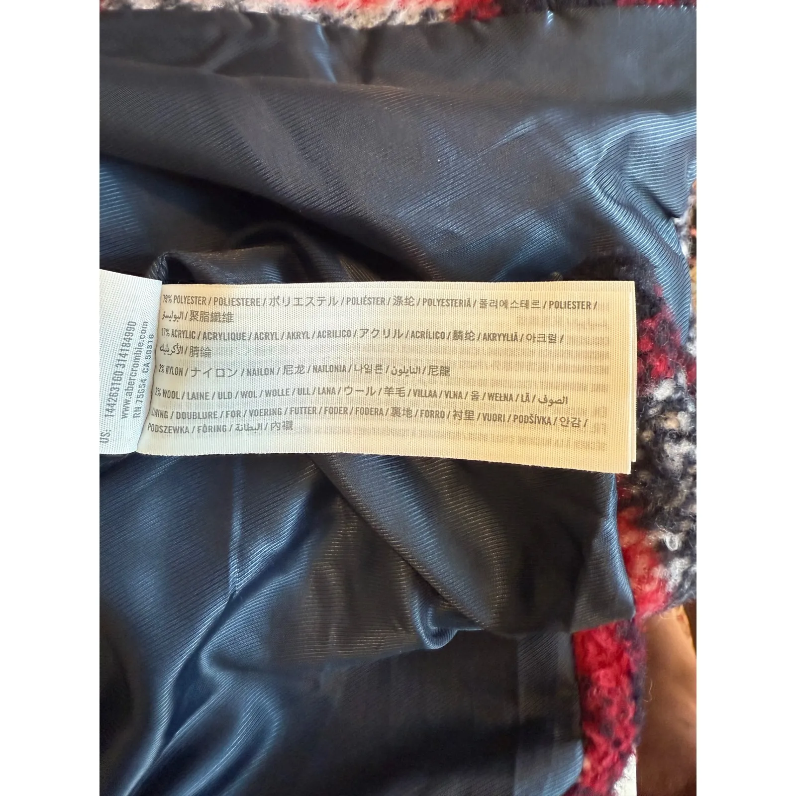 Abercrombie & Fitch Wool Blend Plaid Coat Jacket Red Black White Womens M Winter - Image 8