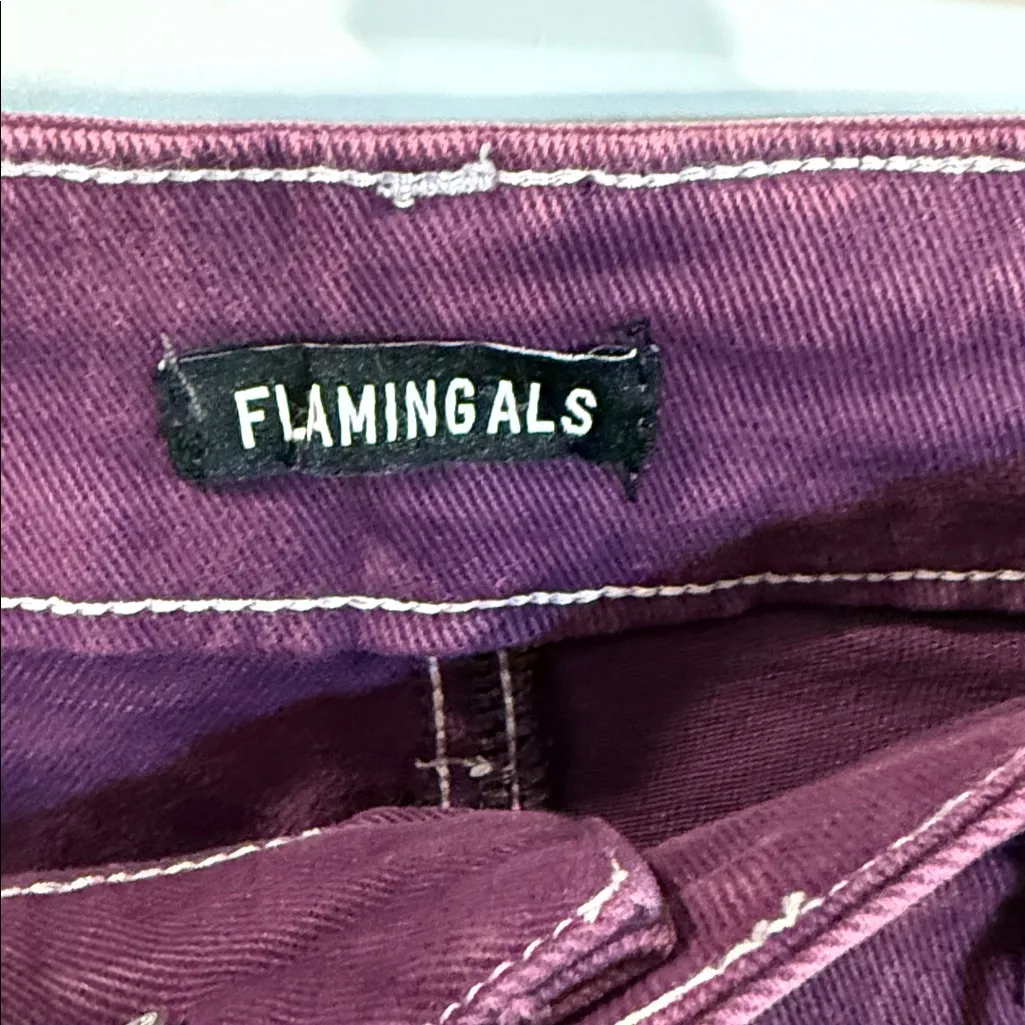 Flamingals Wide Leg Jeans in purple medium NWT Size undefined - Image 3