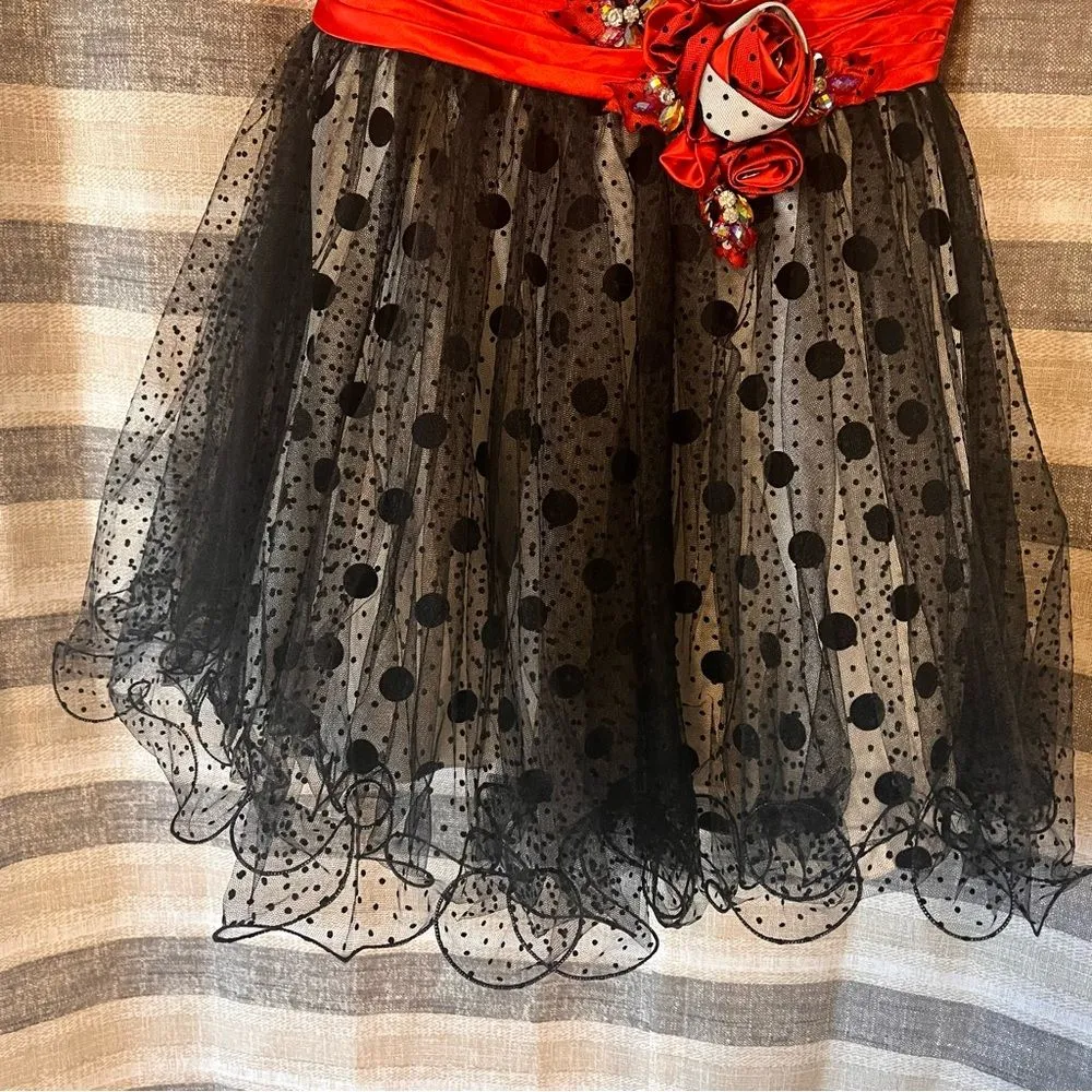 Tony Bowls Black/White Polka Dot With Red Flowers Strapless Mini Dress Size 10‎ - Image 8