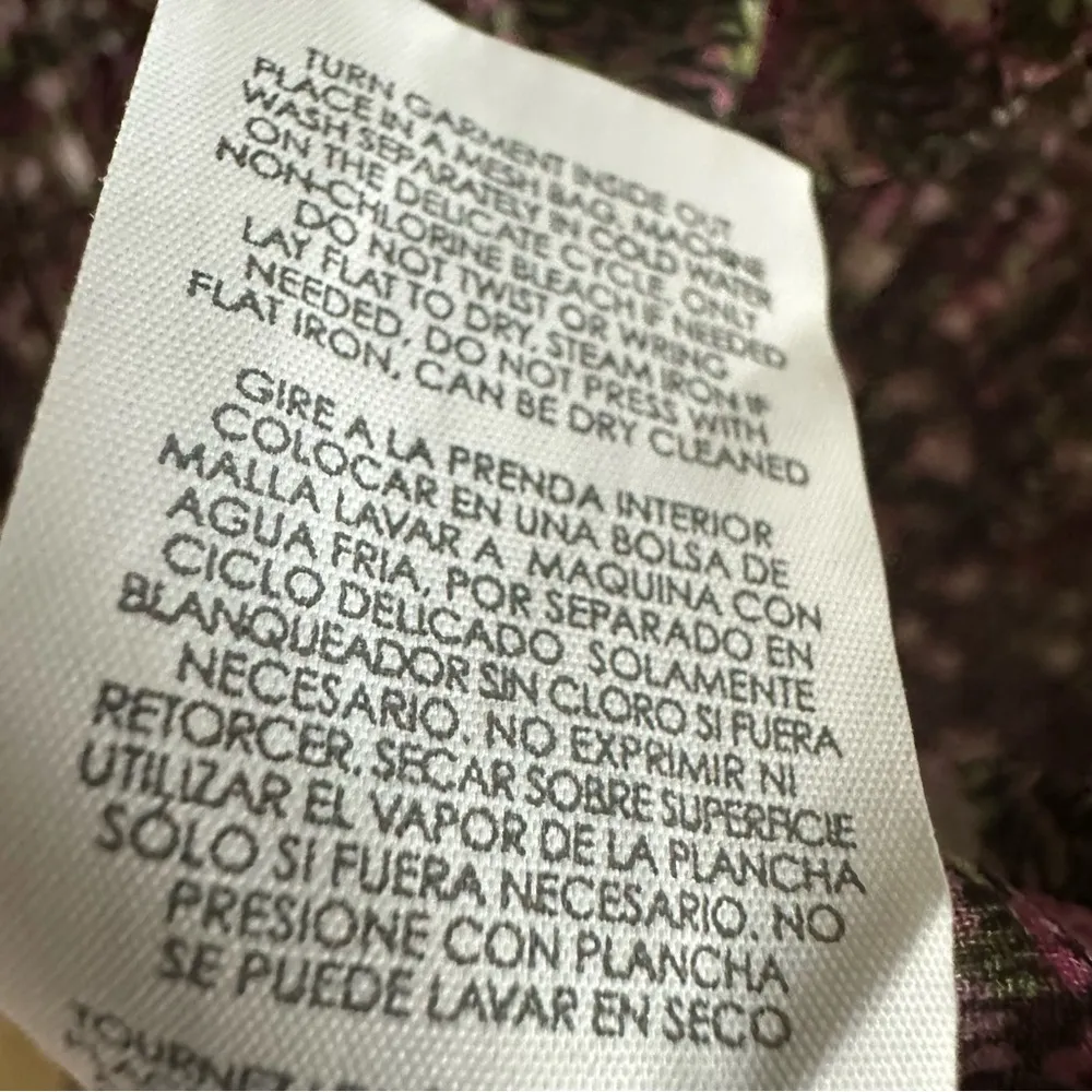 CAbi Knife Pleat Floral Semi Sheer High Button Up Neck Flowy Blouse Top Small - Image 10