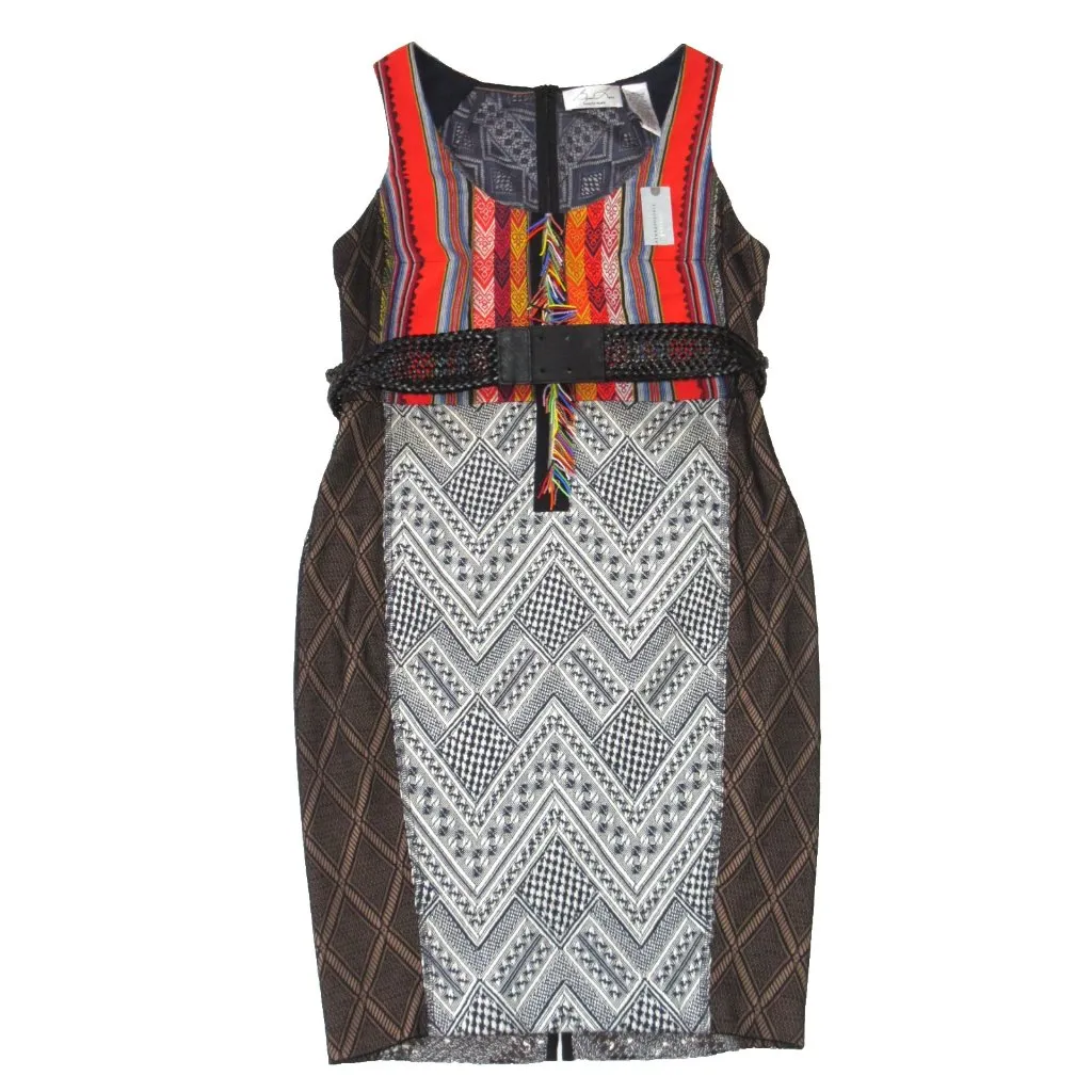 NWT Byron Lars Beauty Mark Gramercy Pencil Sheath in Black Motif Dress 8P - Image 4