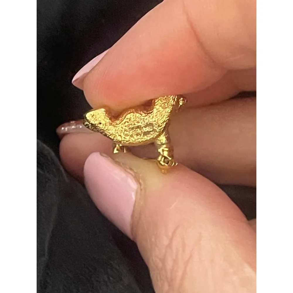 Napier Gold Filled Mini Teddy Bear with Ruby Eye Brooch Vintage Pin Jewelry RARE - Image 3