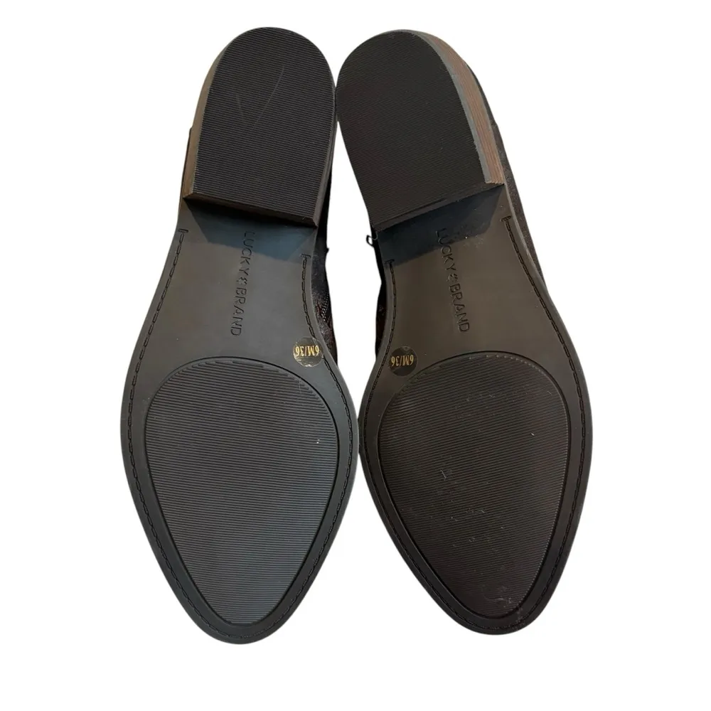 LUCKY Brand Ferryn Bracken Aurora Brown Metallic Waxed Suede Ankle Bootie, Sz 6 - Image 14