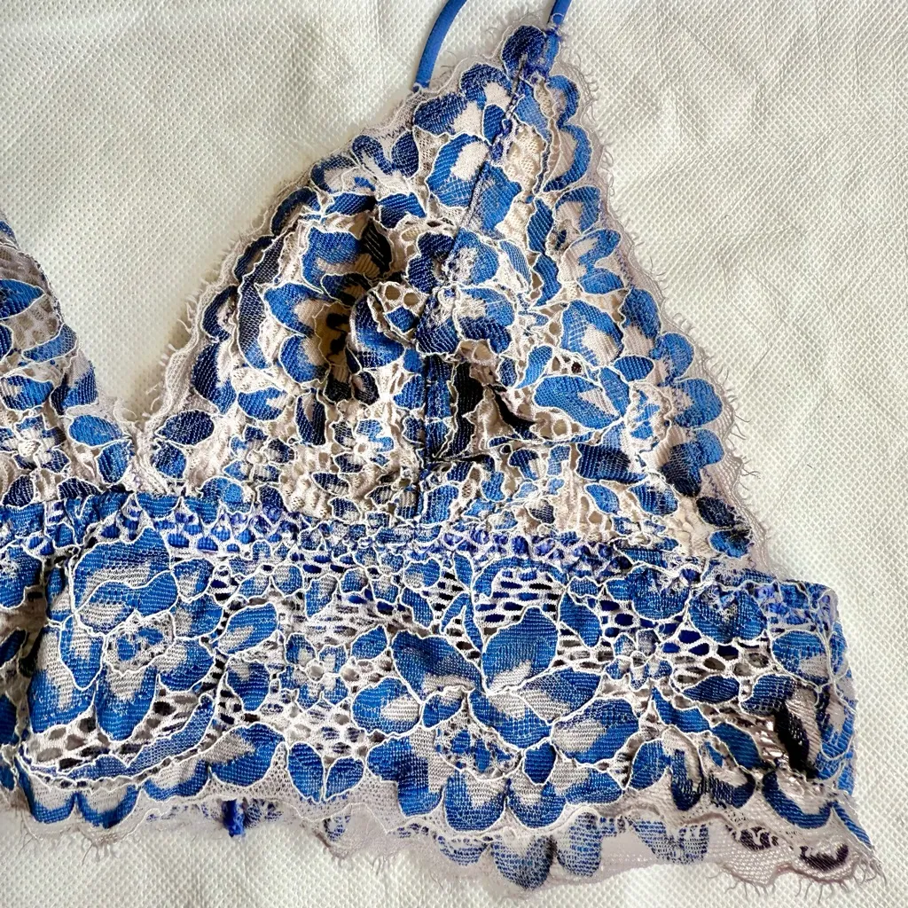 Cosabella Pret a Porter Triangle Bralette, Navy Blue/Canvas, Sz S, EUC - Image 4