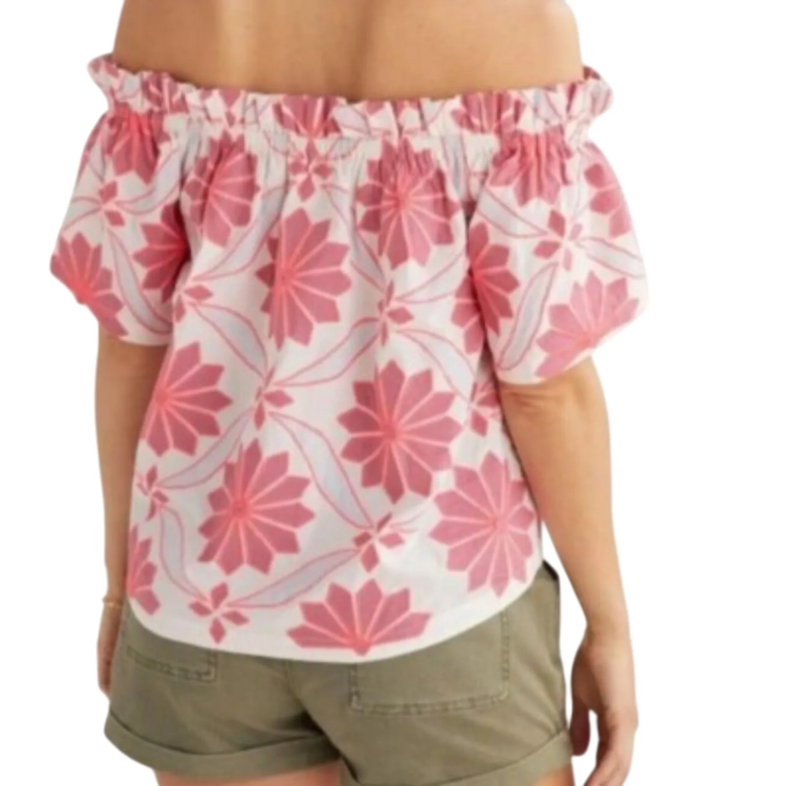 ANTHROPOLOGIE MAEVE Women’s Pink Floral Embroidered Boho Peasant Top - Image 2